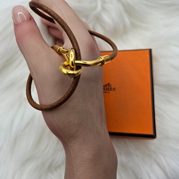 Hermès Brown Leather Hook Bracelet - Picture 12 of 15